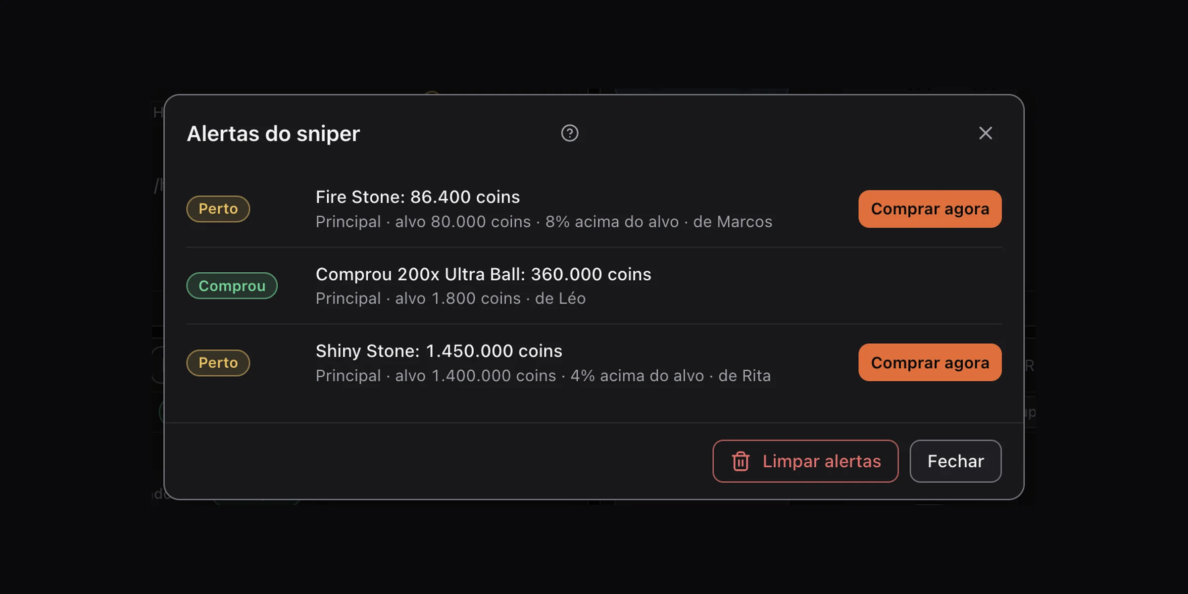 Tela real: Mercado